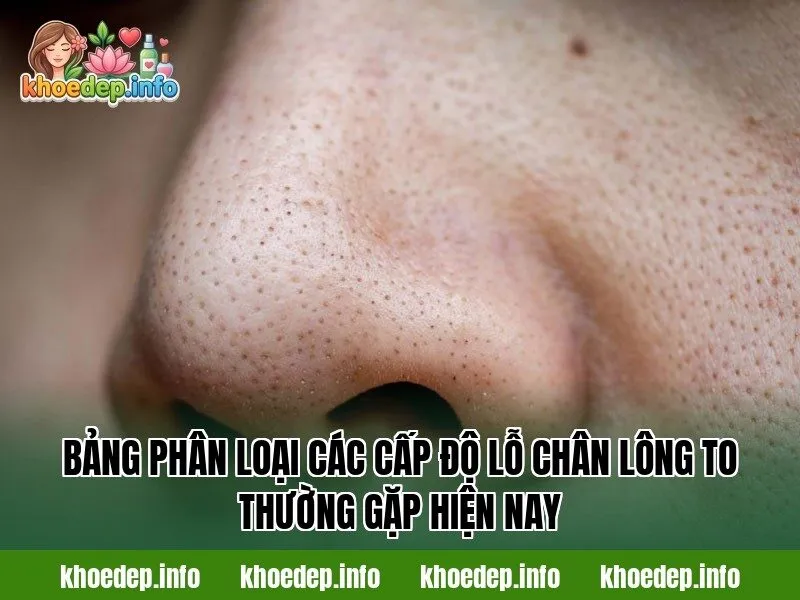Bảng phân loại các cấp độ lỗ chân lông to thường gặp hiện nay