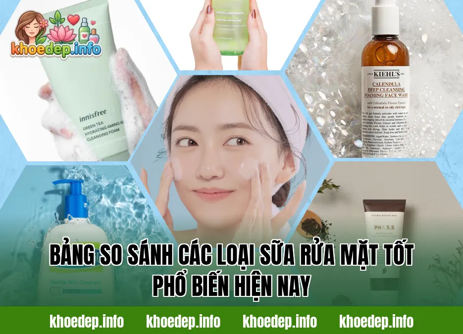 bảng so sánh các loại sữa rửa mặt tốt phổ biến hiện nay